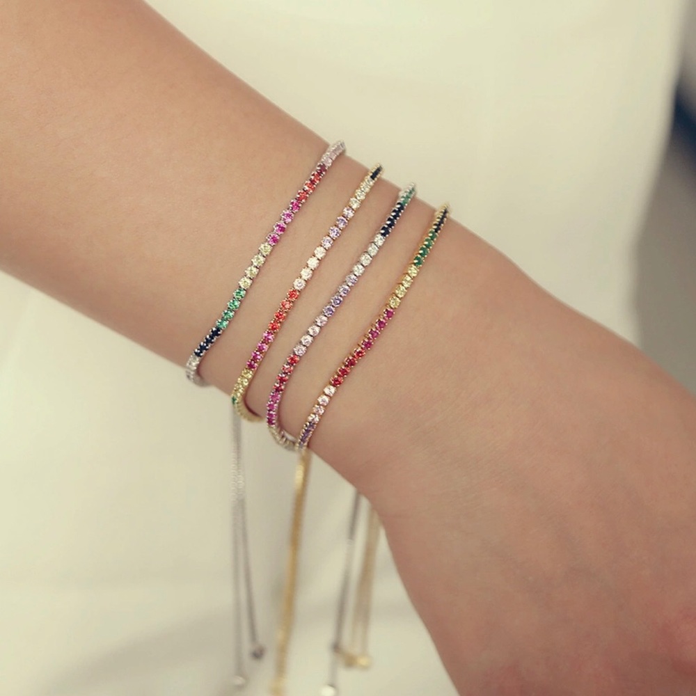 Rainbow Multicolor Stones Pulling Strings Bracelet - image 1